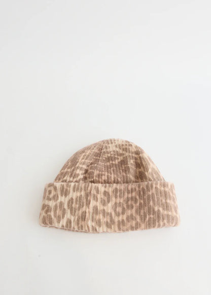GRAPHIC WOOL MIX PRINTED LEOPARD BEANIE LEOPARD