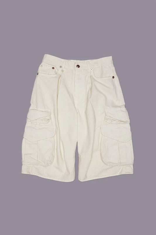 BERMUDA CARGO SHORT WHITE SLUBBY TWILL