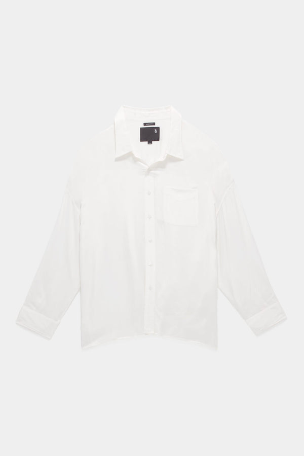 Drop-neck Oxford Shirt White