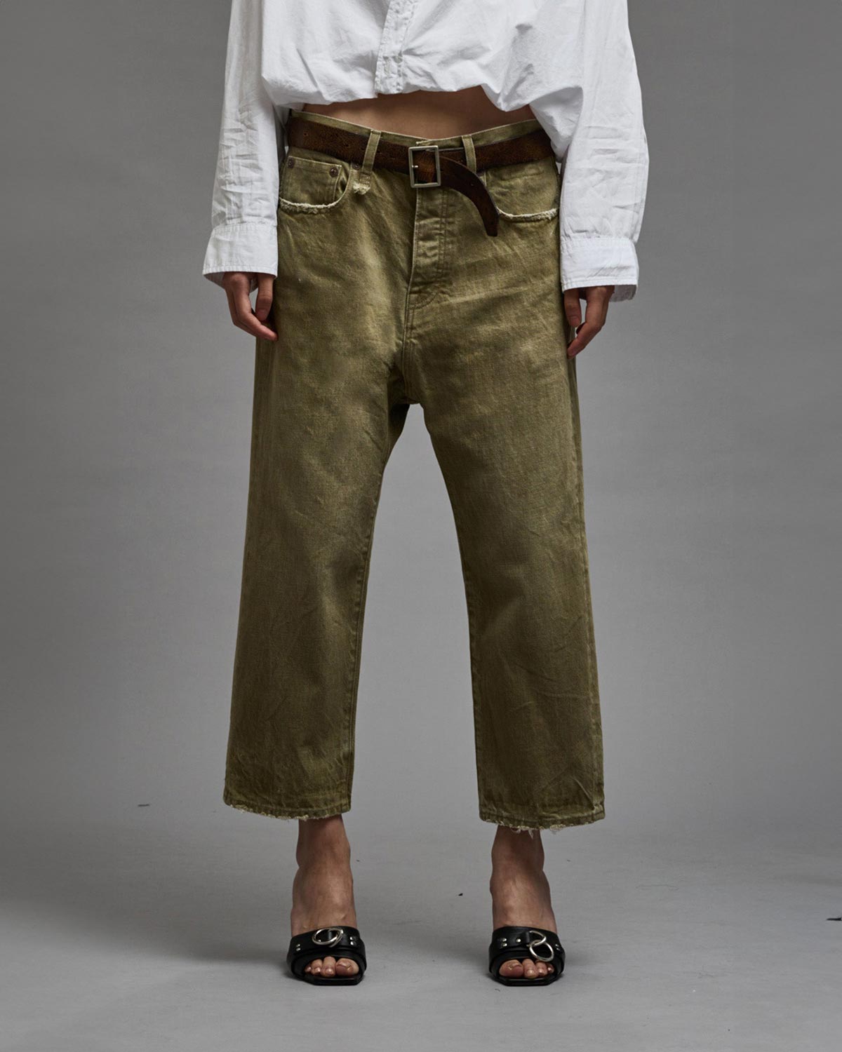 TAILORED DROP JEAN MOSS GREEN