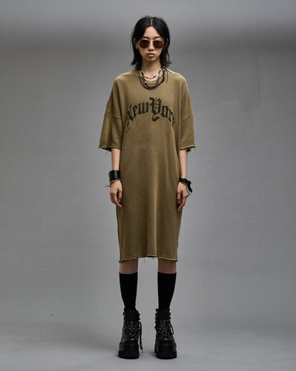 ELONGATED TSHIRT DRESS LT OLIVE