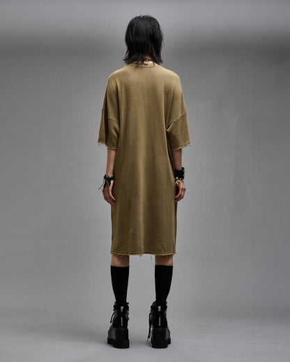 ELONGATED TSHIRT DRESS LT OLIVE