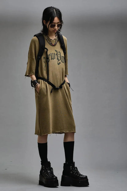ELONGATED TSHIRT DRESS LT OLIVE