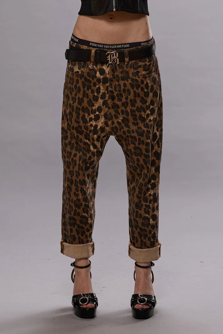 TAILORED DROP STONE WASHED LEOPARD