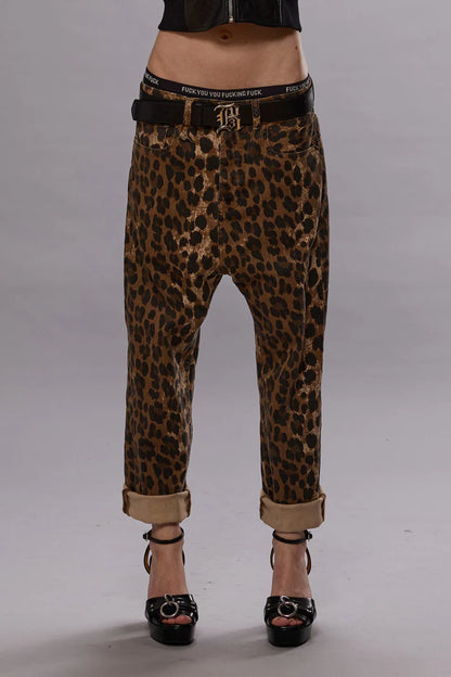 TAILORED DROP STONE WASHED LEOPARD