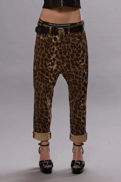 TAILORED DROP STONE WASHED LEOPARD