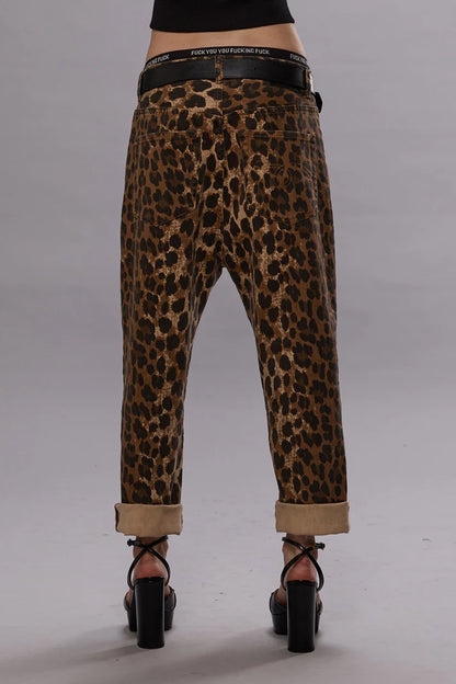 TAILORED DROP STONE WASHED LEOPARD