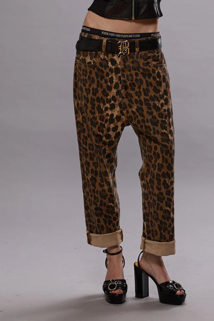 TAILORED DROP STONE WASHED LEOPARD