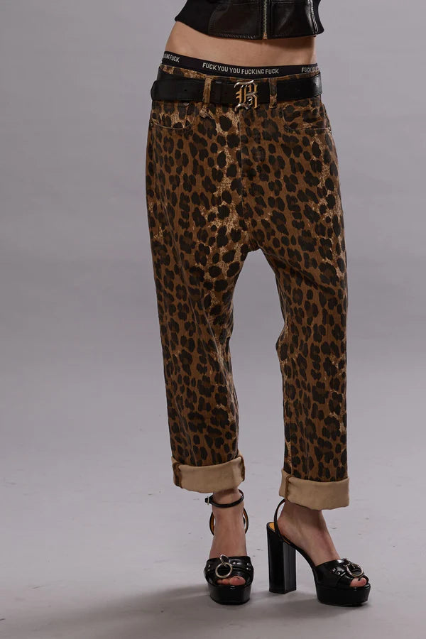 TAILORED DROP STONE WASHED LEOPARD