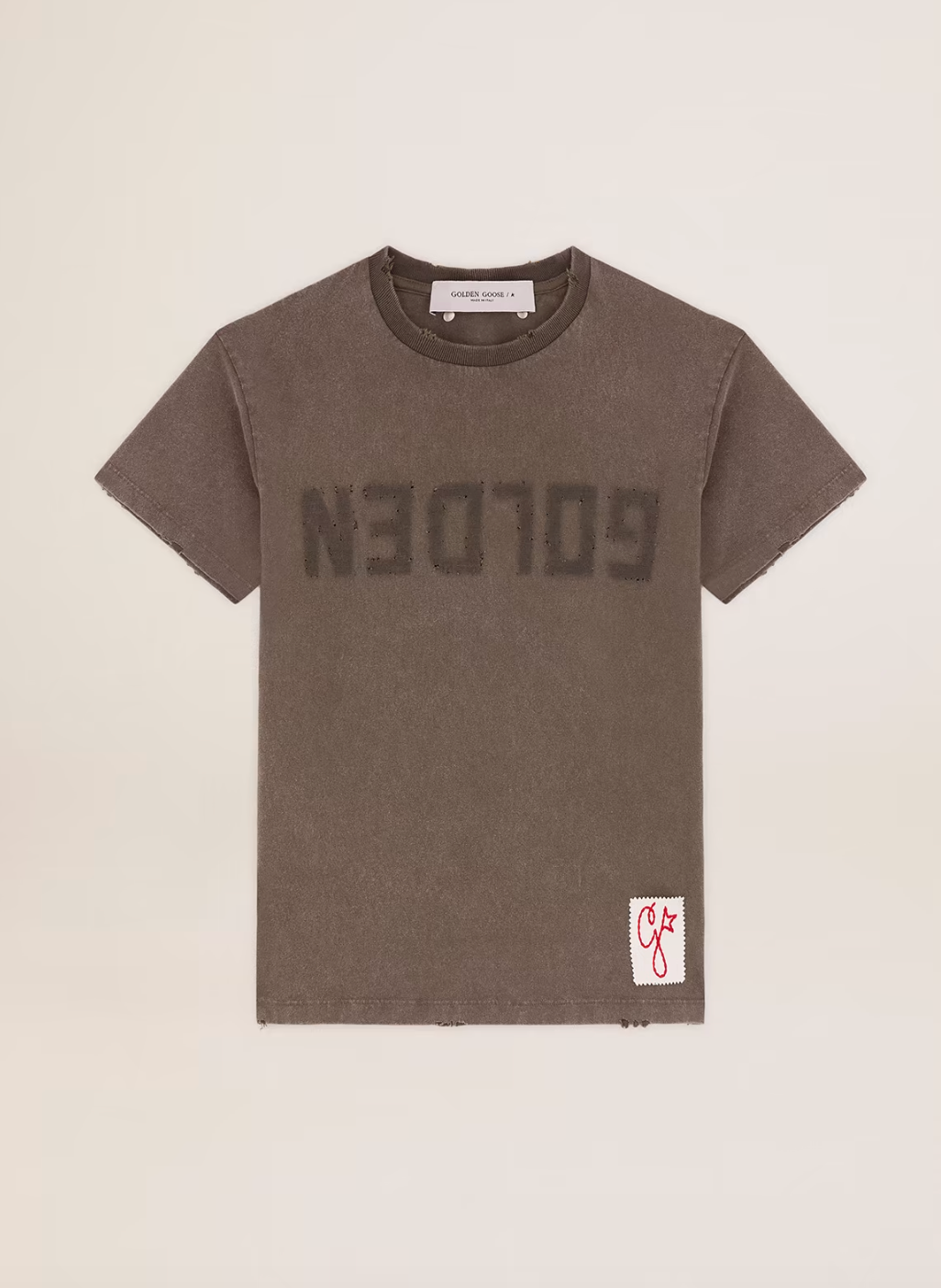 DISTRESSED COTTON JERSEY WITH LOGO DUSTY OLIVE DUSTY OLIVE